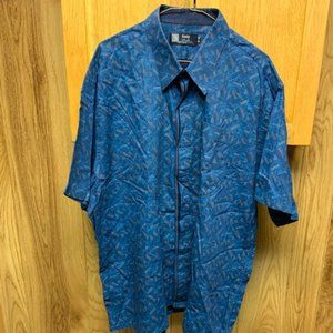 RAGE by Charagh Din men’s blue and black graphic short sleeve shirt / size X-48